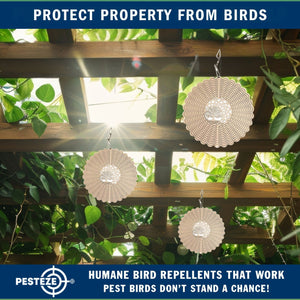 PESTEZE® Tree of Life Stainless Steel Highly Reflective Decorative 3D Wind Spinner for Deterring Unwanted Pest Birds & Critters. 6 x 9 Inch Premium Shiny, Beautiful, Everlasting & Sturdy Bird Control