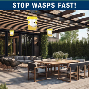 2 Pack PESTEZE® Reusable Solar Hanging Wasp Trap with LED Light [Yellow: 3.5 X 4.4 Inch] Attracts, Catches & Kills Wasp, Hornet, Yellow Jacket & Insect Species 24/7 without Harsh Chemicals. Waterproof