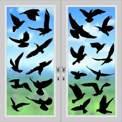 PESTEZE® Black Hummingbirds Anti Strike Static Cling Decals for Windows to Prevent Wild Bird Collisions [37 Decals/9 Pages] Bird Alert Window Decals Save Birds from Window Strikes & Help them Soar