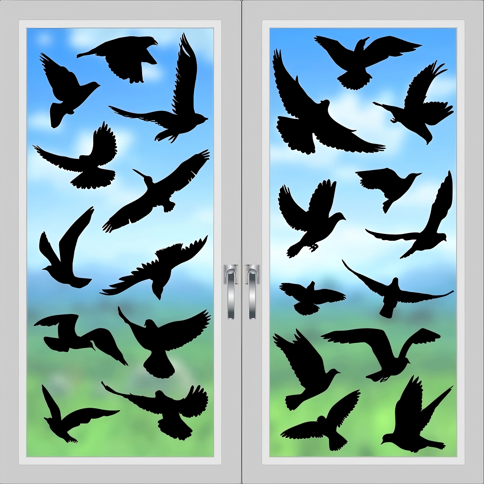 PESTEZE® Black Hummingbirds Anti Strike Static Cling Decals for Windows to Prevent Wild Bird Collisions [37 Decals/9 Pages] Bird Alert Window Decals Save Birds from Window Strikes & Help them Soar