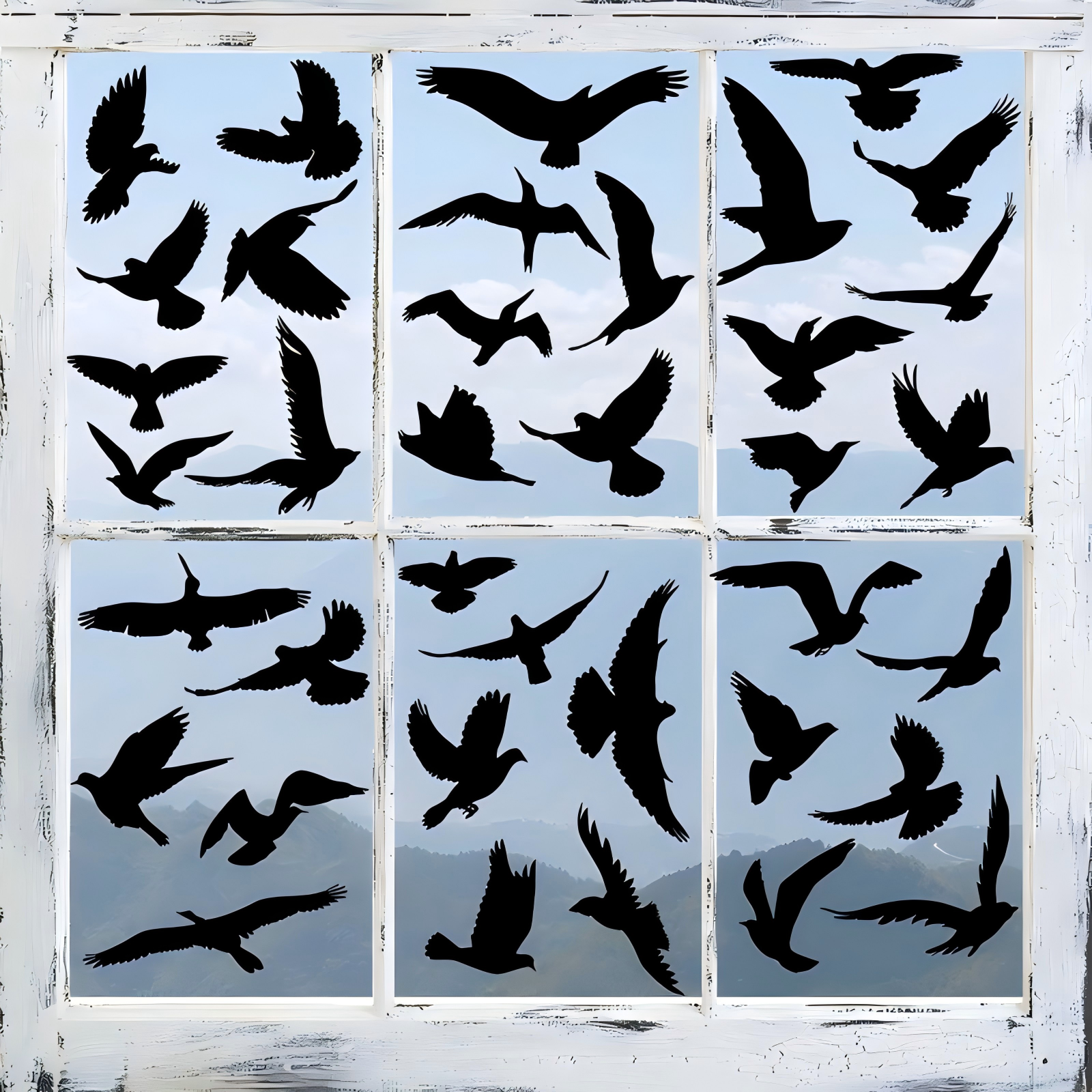 PESTEZE® Black Hummingbirds Anti Strike Static Cling Decals for Windows to Prevent Wild Bird Collisions [37 Decals/9 Pages] Bird Alert Window Decals Save Birds from Window Strikes & Help them Soar