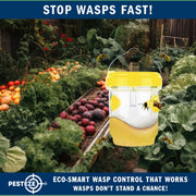 PESTEZE® USA Reusable Solar Hanging Wasp Trap with LED Light [Yellow: 3.5 x 4.4 Inch] Attracts, & Kills Wasp, Hornet, Yellow Jacket & Insect Species 24/7 Without Harsh Chemicals Waterproof Outdoor Trap