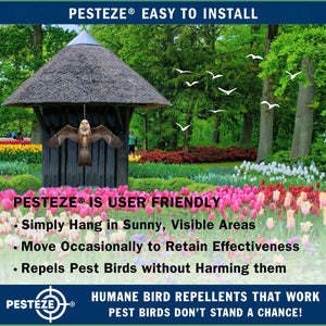 PESTEZE® MULTI-COLORED Flying Eagle 4 54 x 30 Inch Kite Bird Deterrent with 13 ft Flagpole. Use in Yards & Farms to Protect Vegetables, Fruits & Crops from Pest Birds & Critters without Harming them