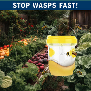 2 Pack PESTEZE® Reusable Solar Hanging Wasp Trap with LED Light [Yellow: 3.5 X 4.4 Inch] Attracts, Catches & Kills Wasp, Hornet, Yellow Jacket & Insect Species 24/7 without Harsh Chemicals. Waterproof