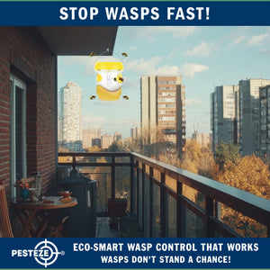 2 Pack PESTEZE® Reusable Solar Hanging Wasp Trap with LED Light [Yellow: 3.5 X 4.4 Inch] Attracts, Catches & Kills Wasp, Hornet, Yellow Jacket & Insect Species 24/7 without Harsh Chemicals. Waterproof