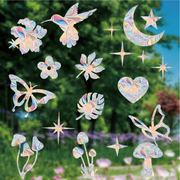 PESTEZE® USA Premium Window Bird Decals-Rainbow Leaf & Bird Anti Collision Static Cling Stickers for Windows to Prevent Wild Birds from Striking & Hitting Glass–32 Pack Sun Catcher Window Alert Clings