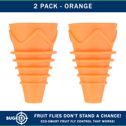 BUGEZE® USA Reusable Fruit Fly Trap for Indoors – Natural Bottle Top Gnat Trap for Kitchen & Home, Durable Indoor Fruit Fly Catcher for Counters, Pantry & Sink Areas [2 Pack Orange]
