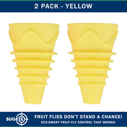 BUGEZE® USA Reusable Fruit Fly Trap for Indoors – Natural Bottle Top Gnat Trap for Kitchen & Home, Durable Indoor Fruit Fly Catcher for Counters, Pantry & Sink Areas [2 Pack Yellow]