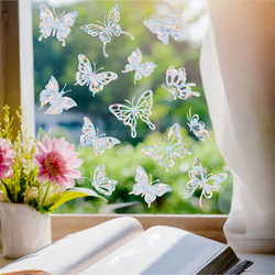 BIRDLERT™ Rainbow Bird Alert Butterfly Anti Strike Static Cling Decals for Windows to Prevent Wild Bird Collisions | Bird Alert Window Decals Save Birds from Window Strikes & Help them Soar