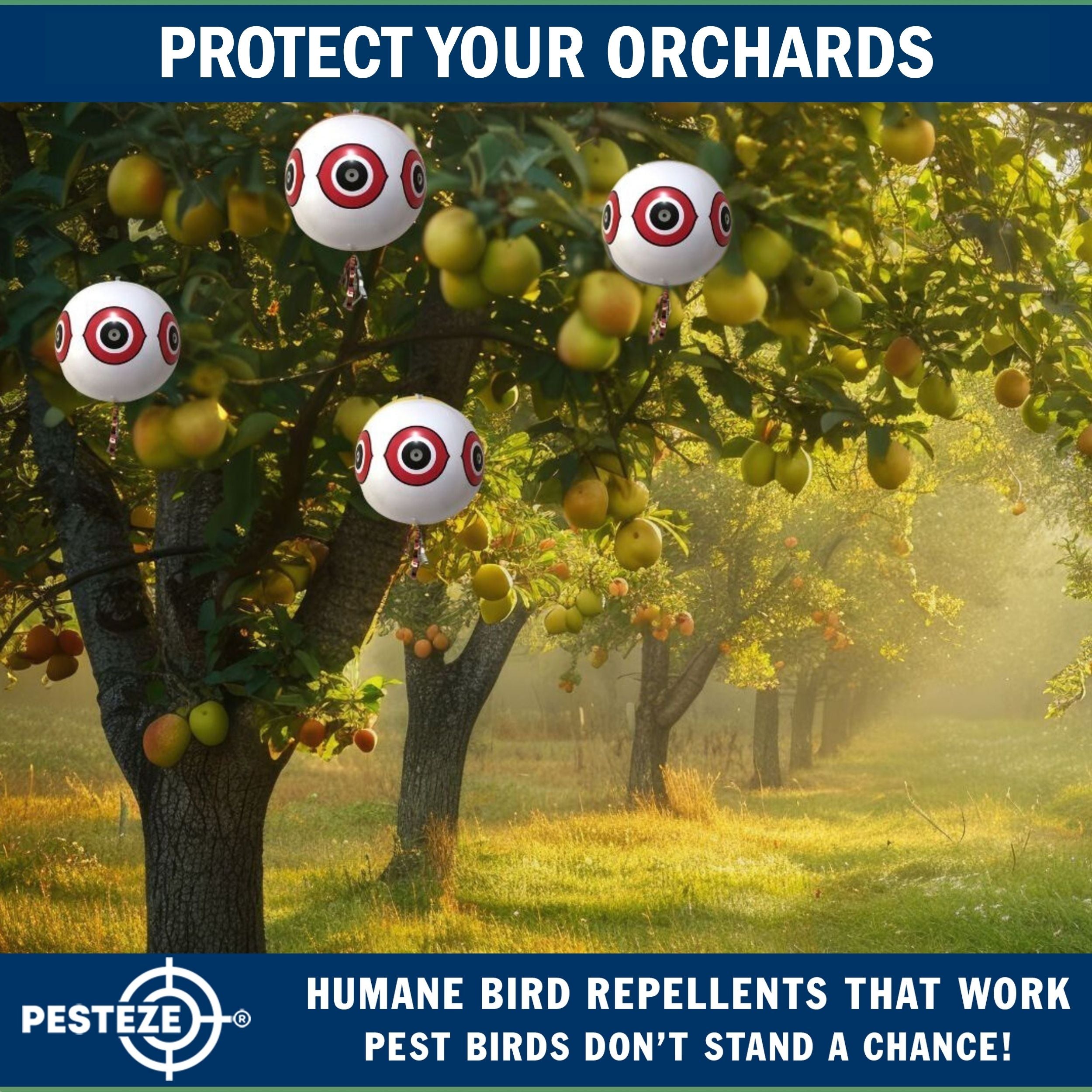 PESTEZE® Large 15" White Bird Predator-Eye Balloon Decoy [1 Pack] Deters Unwanted Pest Birds like Pigeons, Gulls, Geese & Critters from Pools & Yards Without Harming Them To Protect Property