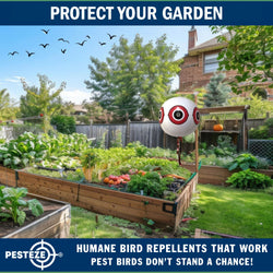 PESTEZE® Large 15" White Bird Predator-Eye Balloon Decoy [1 Pack] Deters Unwanted Pest Birds like Pigeons, Gulls, Geese & Critters from Pools & Yards Without Harming Them To Protect Property