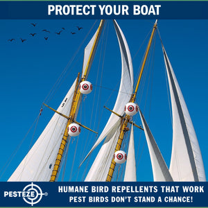 PESTEZE® Large 15" White Bird Scare-Eye Balloon Decoy [1 Pack] Deters Unwanted Pest Birds like Pigeons, Gulls, Geese & Critters from Pools & Yards Without Harming Them To Protect Property