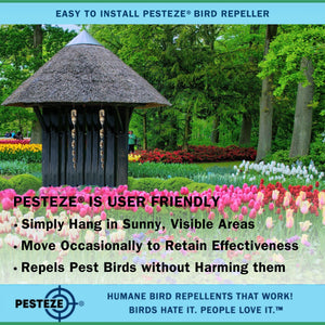 PESTEZE® 12" Bird Scare Silver Shiny Reflective Rods for Outdoors [8 Pack Silver] Deters Pest Birds like Woodpeckers, Sparrows, Pigeons, Crows, Geese & Gulls without Harming them to Protect Property