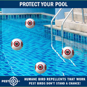 PESTEZE® USA Large 15" White Bird Predator-Eye Balloon Decoy [3 Pack White Color] Deters Unwanted Pest Birds like Pigeons, Gulls, Geese & Critters from Pools & Yards Without Harming Them To Protect Property