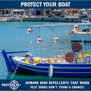 PESTEZE® Large 15" White Bird Scare-Eye Balloon Decoy [1 Pack] Deters Unwanted Pest Birds like Pigeons, Gulls, Geese & Critters from Pools & Yards Without Harming Them To Protect Property