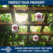 PESTEZE® USA Large 15" White Bird Predator-Eye Balloon Decoy [3 Pack White Color] Deters Unwanted Pest Birds like Pigeons, Gulls, Geese & Critters from Pools & Yards Without Harming Them To Protect Property