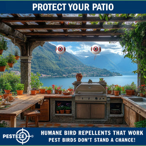 PESTEZE® Large 15" White Bird Scare-Eye Balloon Decoy [1 Pack] Deters Unwanted Pest Birds like Pigeons, Gulls, Geese & Critters from Pools & Yards Without Harming Them To Protect Property