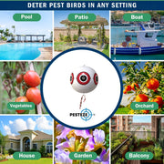 PESTEZE® USA Large 15" White Bird Predator-Eye Balloon Decoy [3 Pack White Color] Deters Unwanted Pest Birds like Pigeons, Gulls, Geese & Critters from Pools & Yards Without Harming Them To Protect Property