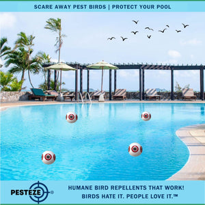 PESTEZE® Large 15" White Bird Scare-Eye Balloon Decoy [1 Pack] Deters Unwanted Pest Birds like Pigeons, Gulls, Geese & Critters from Pools & Yards Without Harming Them To Protect Property