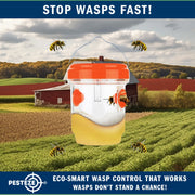 PESTEZE® USA Reusable Solar Hanging Wasp Trap with LED Light [Orange: 3.5 x 4.4 Inch] Attracts, & Kills Wasp, Hornet, Yellow Jacket & Insect Species 24/7 Without Harsh Chemicals Waterproof Outdoor Trap