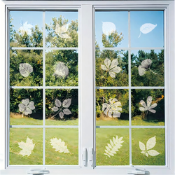 PESTEZE® UV Reflective Leaf Medley Anti Strike Static Cling Decals for Windows to Prevent Wild Bird Collisions [26 Decals/4 Pages] Bird Alert Window Decals Save Birds from Window Strikes & Help them Soar