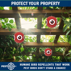 PESTEZE® Large 15" Red Bird Predator-Eye Balloon Deterrent [1 Pack] Scares Unwanted Pest Birds like Pigeons, Gulls, Geese & Critters from Pools & Yards without Harming them to Protect Property