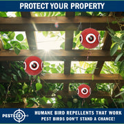 PESTEZE® USA Large 15" Red Bird Predator-Eye Balloon Deterrent [2 Pack Red Color] Predators Unwanted Pest Birds like Pigeons, Gulls, Geese & Critters from Pools & Yards without Harming them to Protect