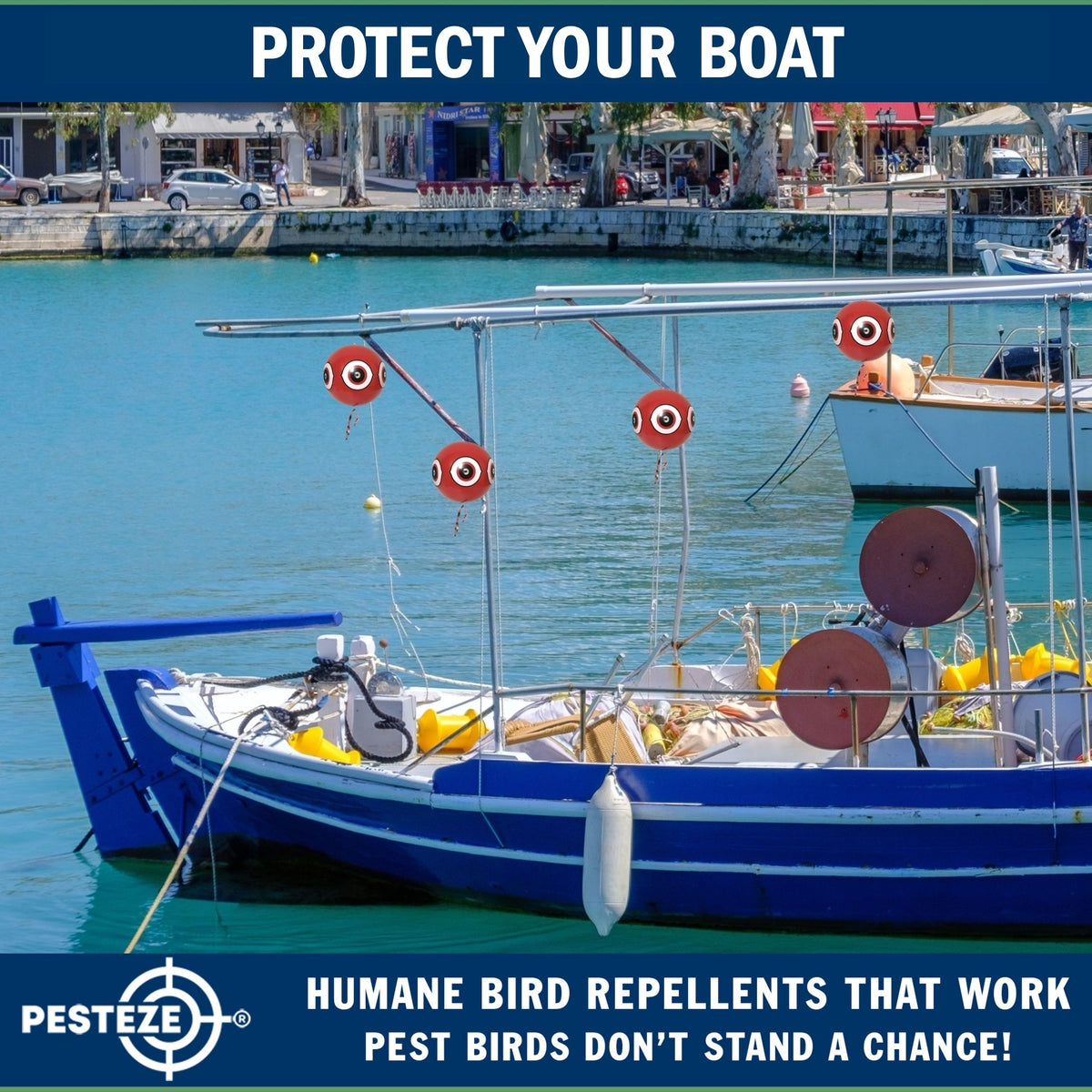 PESTEZE® USA Large 15" Red Bird Predator Balloon Decoy 1 Pack | Inflatable Bird Deterrent for Pools, Docks, Patios & Gardens; Humane Predator–Eye Balloon Keeps Away Pigeons, Woodpeckers, Ducks & Geese