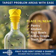 BUGEZE® USA Indoor Fruit Fly Trap for Kitchen – Reusable Bottle Top Gnat Catcher, Natural Fruit Fly Control for Home, Countertop & Pantry Safe [12 Pack -6 Yellow + 6 Orange]