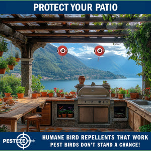 PESTEZE® Large 15" Red Bird Terror-Eye Balloon Deterrent [1 Pack] Scares Unwanted Pest Birds like Pigeons, Gulls, Geese & Critters from Pools & Yards without Harming them to Protect Property