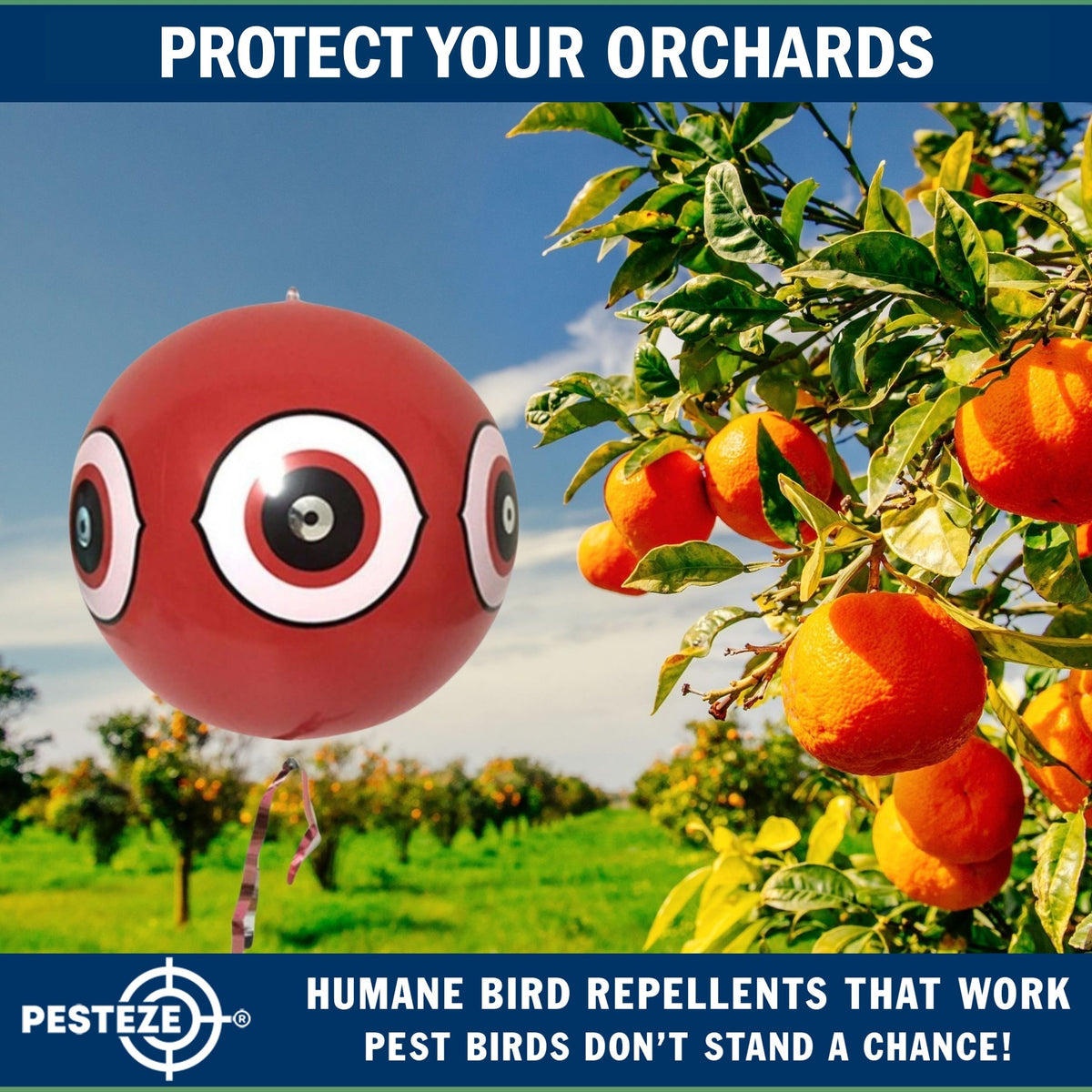PESTEZE® USA Large 15" Red Bird Predator Balloon Decoy 1 Pack | Inflatable Bird Deterrent for Pools, Docks, Patios & Gardens; Humane Predator–Eye Balloon Keeps Away Pigeons, Woodpeckers, Ducks & Geese