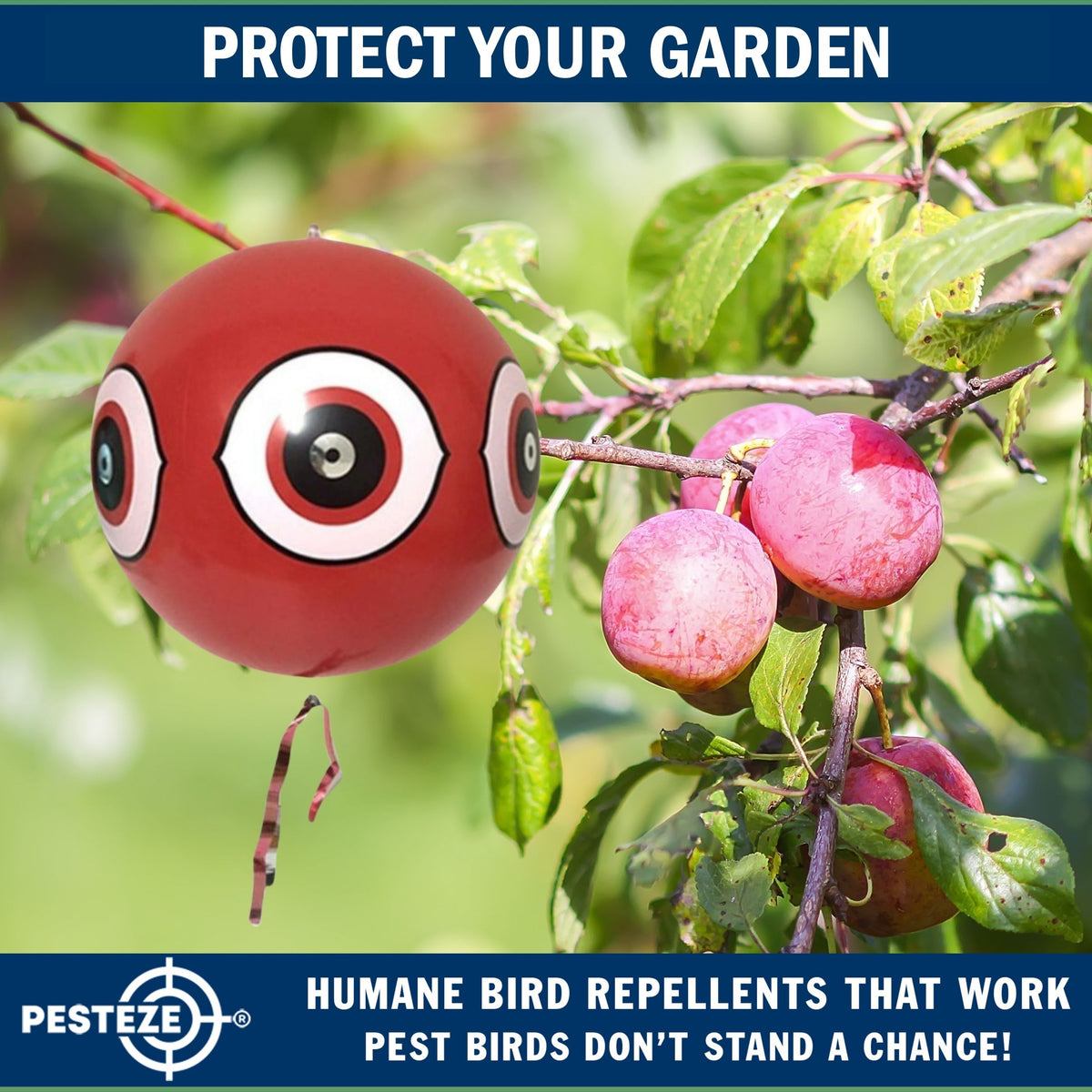 PESTEZE® USA Large 15" Red Bird Predator Balloon Decoy 1 Pack | Inflatable Bird Deterrent for Pools, Docks, Patios & Gardens; Humane Predator–Eye Balloon Keeps Away Pigeons, Woodpeckers, Ducks & Geese