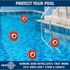 PESTEZE® Large 15" Red Bird Terror-Eye Balloon Deterrent [1 Pack] Scares Unwanted Pest Birds like Pigeons, Gulls, Geese & Critters from Pools & Yards without Harming them to Protect Property