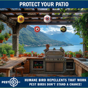 PESTEZE® USA Large 15" Black & White Bird Predator-Eye Balloon Repellents [2 Pack Multi-Color] Deters Unwanted Pest Birds like Ducks Pigeons, Gulls, Geese & Critters from Pools & Yards Without Harming them to Protect Property
