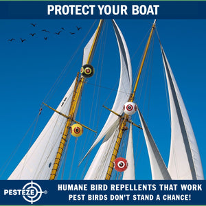 PESTEZE® Large 15" Yellow & Red, Bird Scare-Eye Balloon Repellents [2 Pack Multi-Color] Deters Unwanted Pest Birds like Ducks Pigeons, Gulls, Geese & Critters from Pools & Yards Without Harming Them To Protect Property