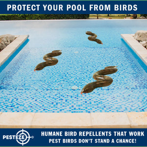 PESTEZE® Brown 39 Inch Realistic Inflatable Snakes [3 Pack] Repels Pest Birds like Woodpeckers, Sparrows, Pigeons, Crows, Gulls & Critters from Pools & Yards without Harming them to Protect Property