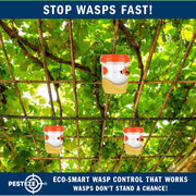 PESTEZE® USA Reusable Solar Hanging Wasp Trap with LED Light [Orange: 3.5 x 4.4 Inch] Attracts, & Kills Wasp, Hornet, Yellow Jacket & Insect Species 24/7 Without Harsh Chemicals Waterproof Outdoor Trap