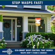 PESTEZE® USA Reusable Solar Hanging Wasp Trap with LED Light [Orange: 3.5 x 4.4 Inch] Attracts, & Kills Wasp, Hornet, Yellow Jacket & Insect Species 24/7 Without Harsh Chemicals Waterproof Outdoor Trap
