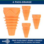BUGEZE® USA Reusable Fruit Fly Trap for Indoors – Natural Bottle Top Gnat Trap for Kitchen & Home, Durable Indoor Fruit Fly Catcher for Counters, Pantry & Sink Areas [4 Pack Orange]