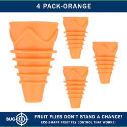 BUGEZE® USA Reusable Fruit Fly Trap for Indoors – Natural Bottle Top Gnat Trap for Kitchen & Home, Durable Indoor Fruit Fly Catcher for Counters, Pantry & Sink Areas [4 Pack Orange]
