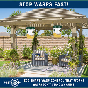 2 Pack PESTEZE® Reusable Solar Hanging Wasp Trap with LED Light [Green: 3.5 X 4.4 Inch] Attracts, Catches & Kills Wasp, Hornet, Yellow Jacket & Insect Species 24/7 without Harsh Chemicals. Waterproof