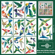 PESTEZE® USA Premium Window Bird Decals–Colorful Hummingbird Anti Collision Static Cling Stickers for Windows to Prevent Wild Birds from Strikes and Hitting Glass–38 Pack Floral Window Alert Protection