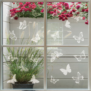 PESTEZE® UV Reflective Butterfly Anti Collision Static Cling Decals for Windows to Prevent Wild Bird Strikes [24 Decals/4 Pages] Bird Alert Window Decals Save Birds from Window Strikes & Help them Soar