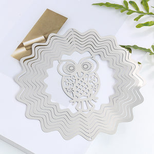 PESTEZE® Owl Stainless Steel Highly Reflective Decorative 3D Wind Spinner for Scaring Unwanted Pest Birds & Critters. 5.5 x 9 Inch Premium Shiny, Attractive, Sturdy, Everlasting & Humane Bird Control