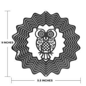 PESTEZE® Owl Stainless Steel Highly Reflective Decorative 3D Wind Spinner for Scaring Unwanted Pest Birds & Critters. 5.5 x 9 Inch Premium Shiny, Attractive, Sturdy, Everlasting & Humane Bird Control