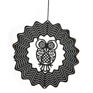 PESTEZE® Owl Stainless Steel Highly Reflective Decorative 3D Wind Spinner for Scaring Unwanted Pest Birds & Critters. 5.5 x 9 Inch Premium Shiny, Attractive, Sturdy, Everlasting & Humane Bird Control