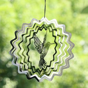 PESTEZE® Hummingbird Stainless Steel Highly Reflective Decorative 3D Wind Spinner for Deterring Unwanted Pest Birds & Critters. 5 X 8 Inch Premium Shiny, Beautiful, Long Lasting & Humane Bird Repellent