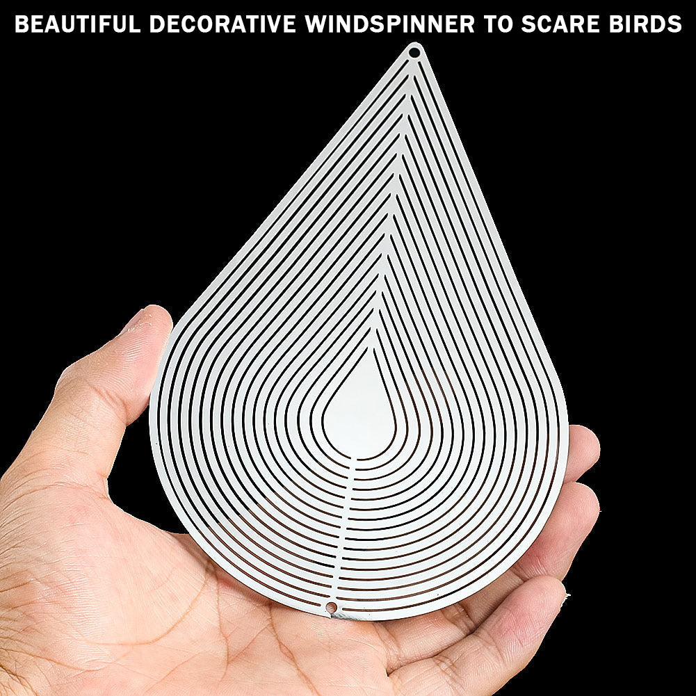PESTEZE® Water Droplet Stainless Steel Highly Reflective Decorative 3D Wind Spinner for Repelling Unwanted Pest Birds & Critters. 4 x 9.25 Inch Premium Shiny, Attractive, Durable & Humane Bird Deterrent