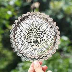 PESTEZE® Tree of Life Stainless Steel Highly Reflective Decorative 3D Wind Spinner for Deterring Unwanted Pest Birds & Critters. 5.7 x 9 Inch Premium Shiny, Beautiful, Everlasting & Sturdy Bird Control