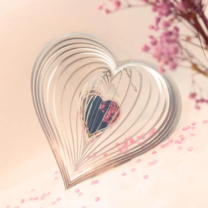 PESTEZE® Large Heart Stainless Steel Highly Reflective Decorative 3D Wind Spinner for Repelling Unwanted Birds & Critters. 12 x 14 Inch Premium Shiny, Beautiful & Long Lasting Bird Repellent.